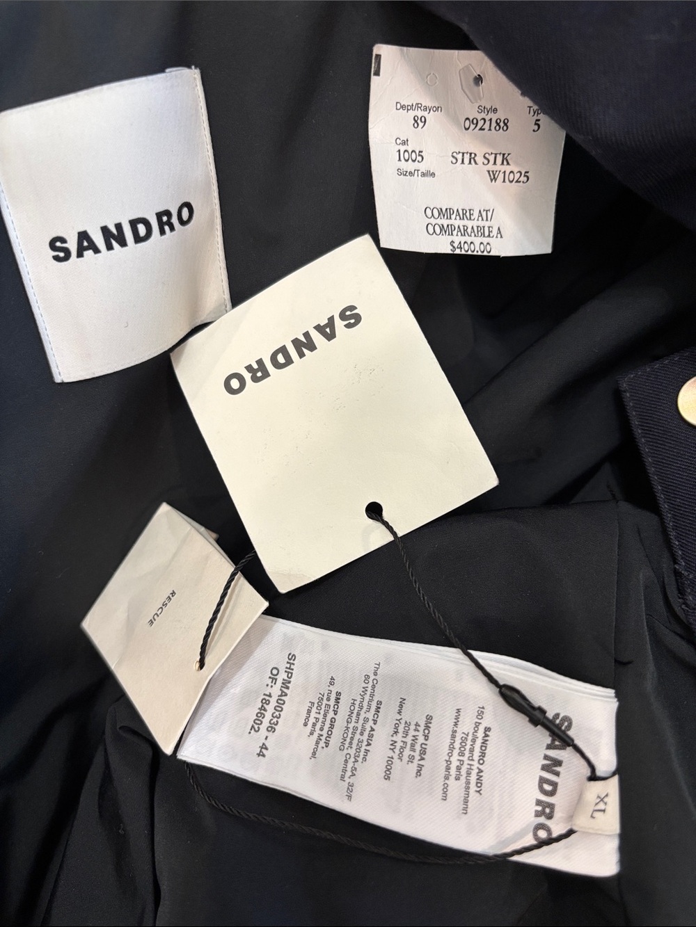Sandro Navy Technical Hooded Wool Blend Parka NWT Quilted Lining XL - Picture 14 of 16